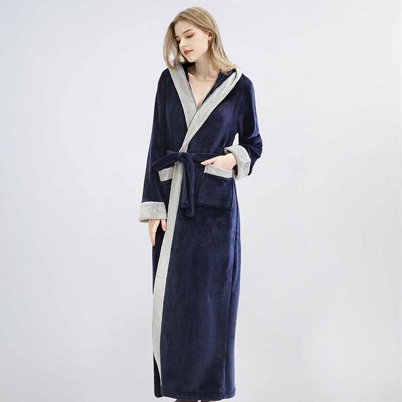 OEING Men's Autumn Winter Hooded Bathrobe