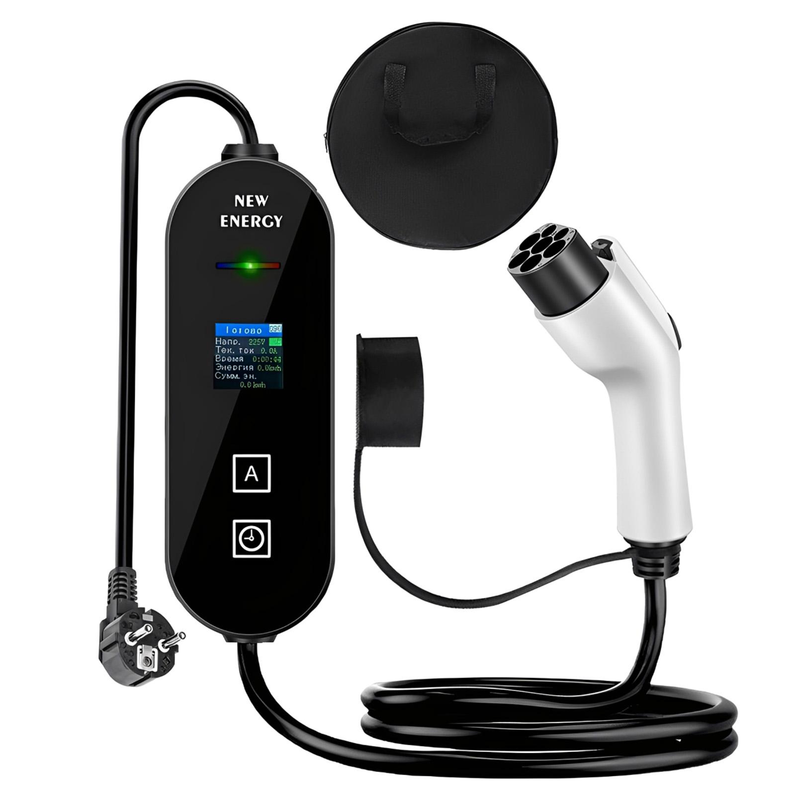 

3.5KW 16A Portable EV Charger GBT Ev Charger 5M Charging Cable For Electric Car Russian Display Portable Charging Box