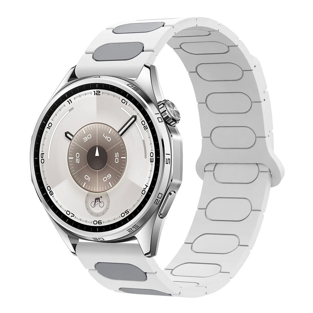 22mm Oval Design Magnetic Strap for Huawei Watch GT 6 Pro 46mm/Oppo Watch X/X2/4 Pro Silicone Watch Band Dual Color