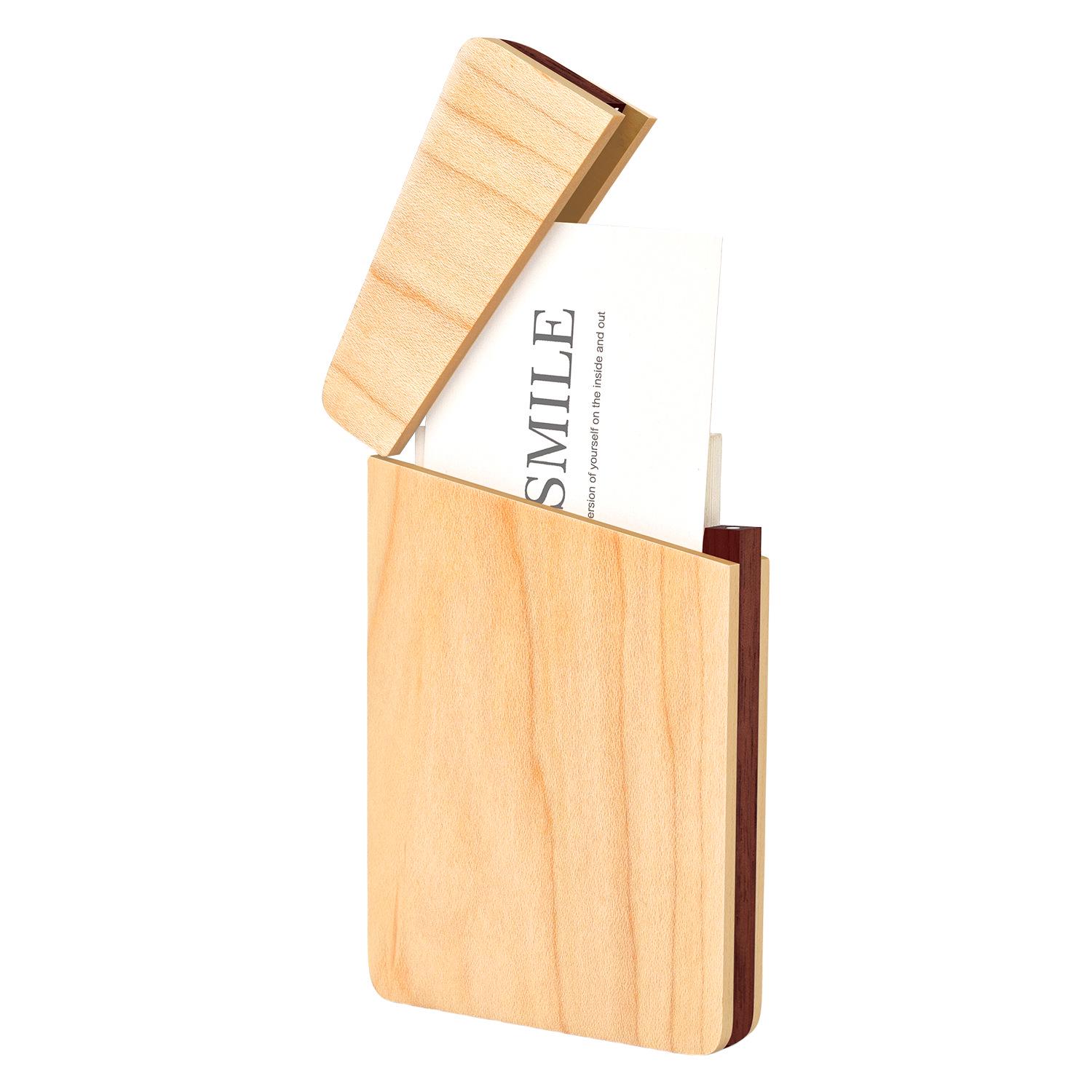 

Black Walnut Solid Wood Desktop Business Card Holder Organizer