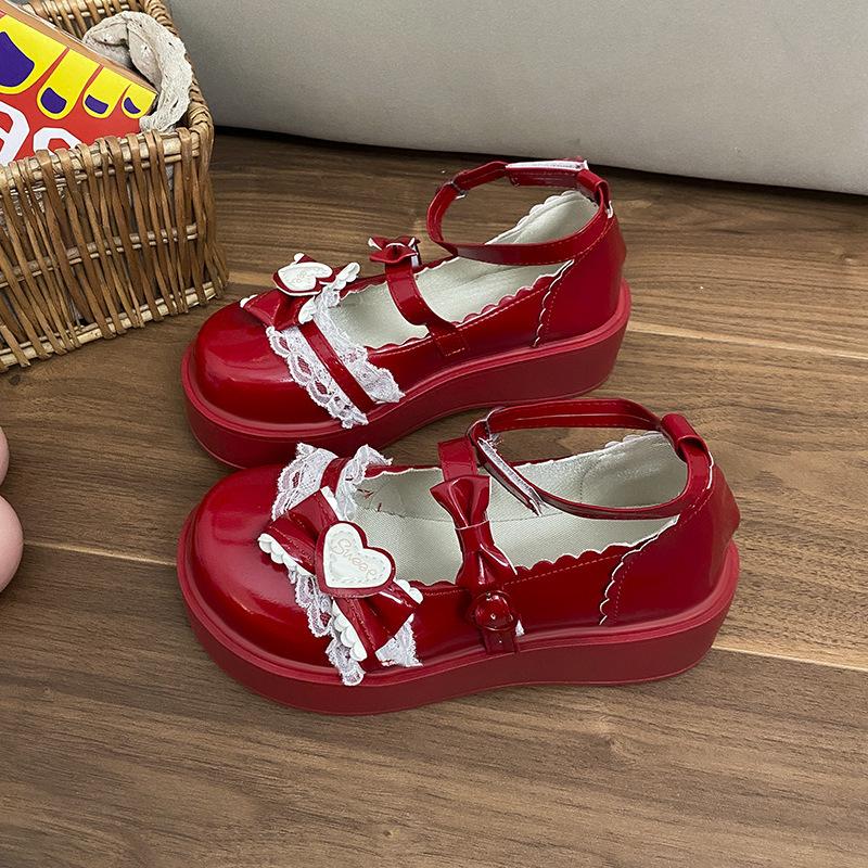 College Style Jk Platform Bow Shoes Women's Single Shoes Sweet Loli 2025 New Platform Heightening Lolita Women's Shoes