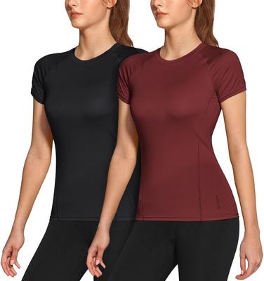 ATHLIO Conjunto Esportivo de Manga Curta com Camiseta de Compressão UV para e a Confortável e Camiseta Feminina, 2, Absorvente de Suor, Secagem Rápida,