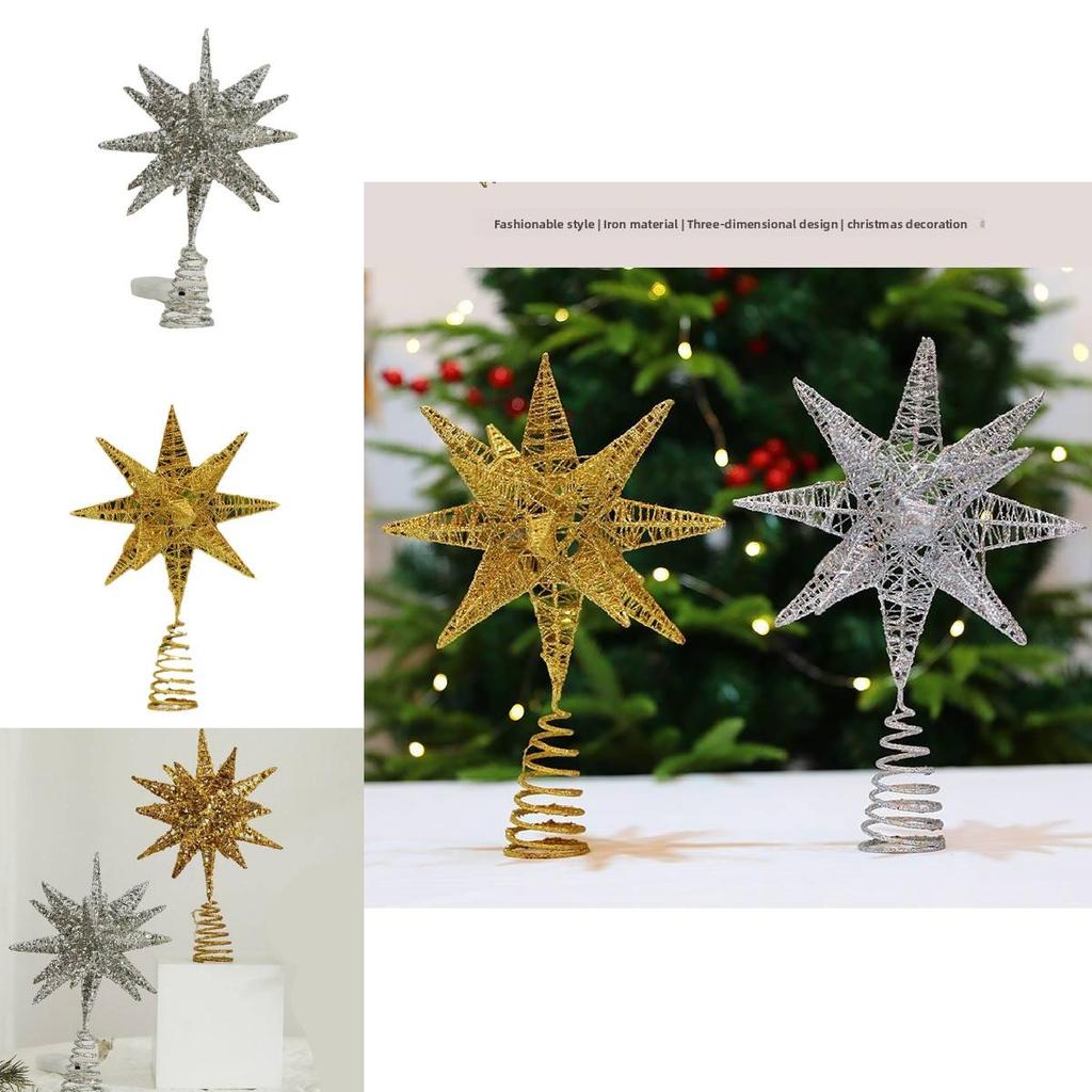 Star Tree Topper With Led Sparkles And Iron Construction For Christmas Festivities