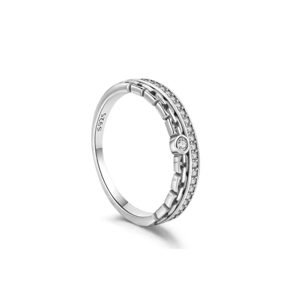 New Sparkling Stars Moon ring 925 silver Classic Dazzling Square Zircon Ring Exquisite Women Light Luxury Jewelry wedding Gifts
