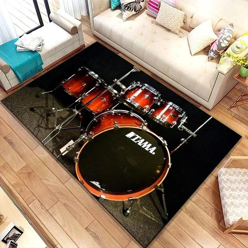 Rum Kit Music Instruments Area Large Carpet Musical Rock Rug for Home Living Room Bedroom Dorm Door Mat Non-slip Floor Mats INS