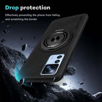 For Xiaomi 12T 12T Pro Sheepskin Swivel Bracket Magnetic Soft Edge Anti Drop Anti Fingerprint Phone Case