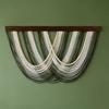 Striped Textile Wall Tapestry with Wood Top Bar Easy to Hang for Reading Corner