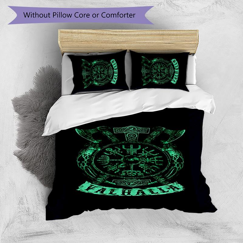 Mythologie Walhalla 3-teiliges Bettwäsche-Set Bettbezug Verschluss Enthält 1 Bettbezug & 2 Kissenbezüge für Alle Jahreszeiten Schlafzimmer Zuhause Wohnheim Dekoration