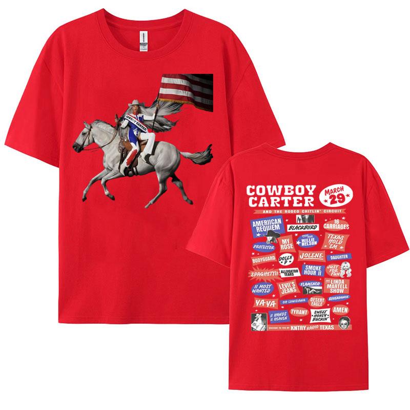 Beyonce Cowboy Carter New Album Tshirts WomenMen Vintage Cotton Short Sleeve T Shirt Fashion Clothing Streetwear Girls Tshirt