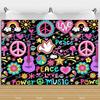 Colorful Peace Love Retro Hippie Bus Dyed Backdrop Kids Birthday Party Decorations Bohemian Style Guitar Floral Photography Prop
