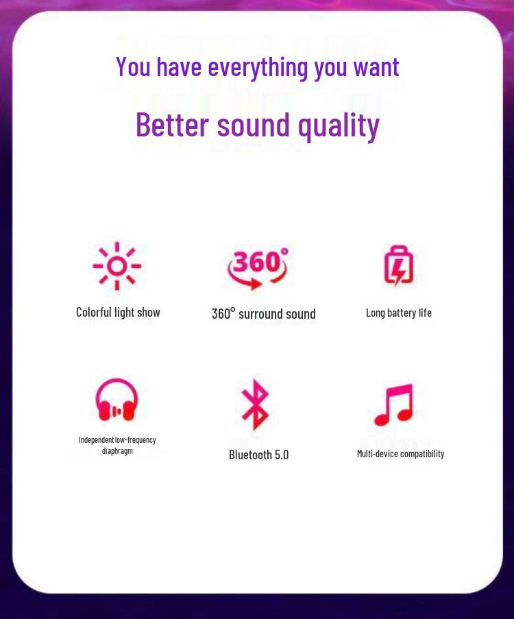 Shocking Sound: High-Quality Bass Bluetooth Speaker with LED Atmosphere Light - Model 1202