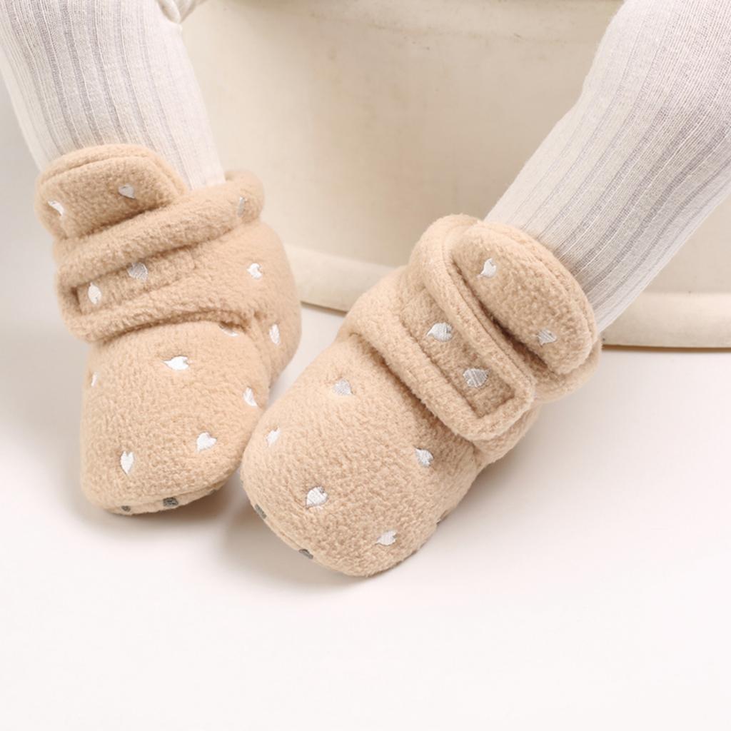 Baby Shoes with Cute Heart Embroidery, Thick and Warm for Infant Girls and Boys 0-12 Months