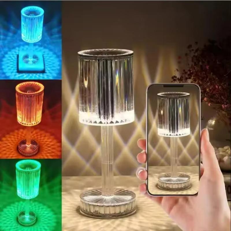 Crystal Rechargeable Led Light Touch Remote Control Night Lamp Bedroom Mood Light Bedside Lamp Night Lights Acrylic Home Decor