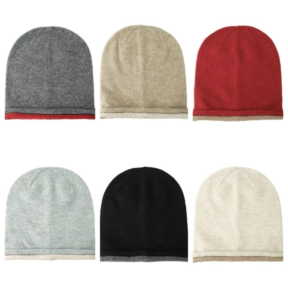Double-sided Knitted Stacked Hat Streetwear Brimless Beanie Cap Pullover Cap Women Girls