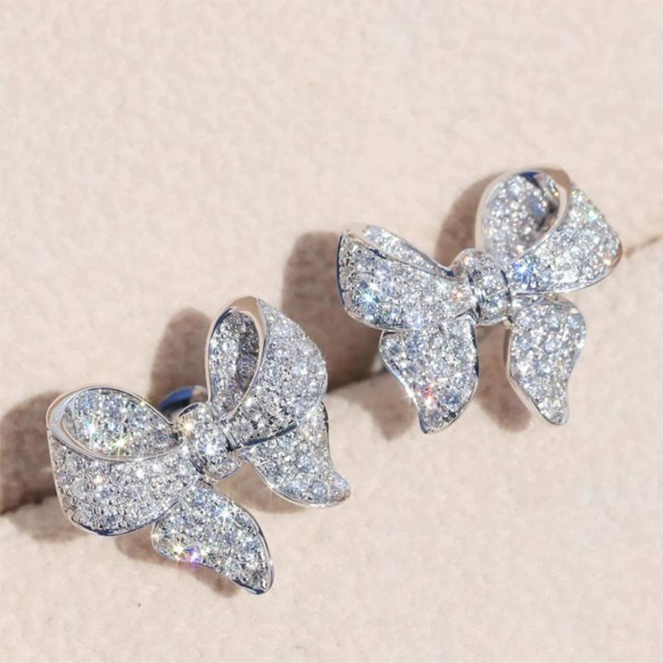 ZAKOL Romantic Bowknot Women Stud Earrings Full Paved Shiny Crystal Zircon Delicate Accessories Fashion Earring Zircon