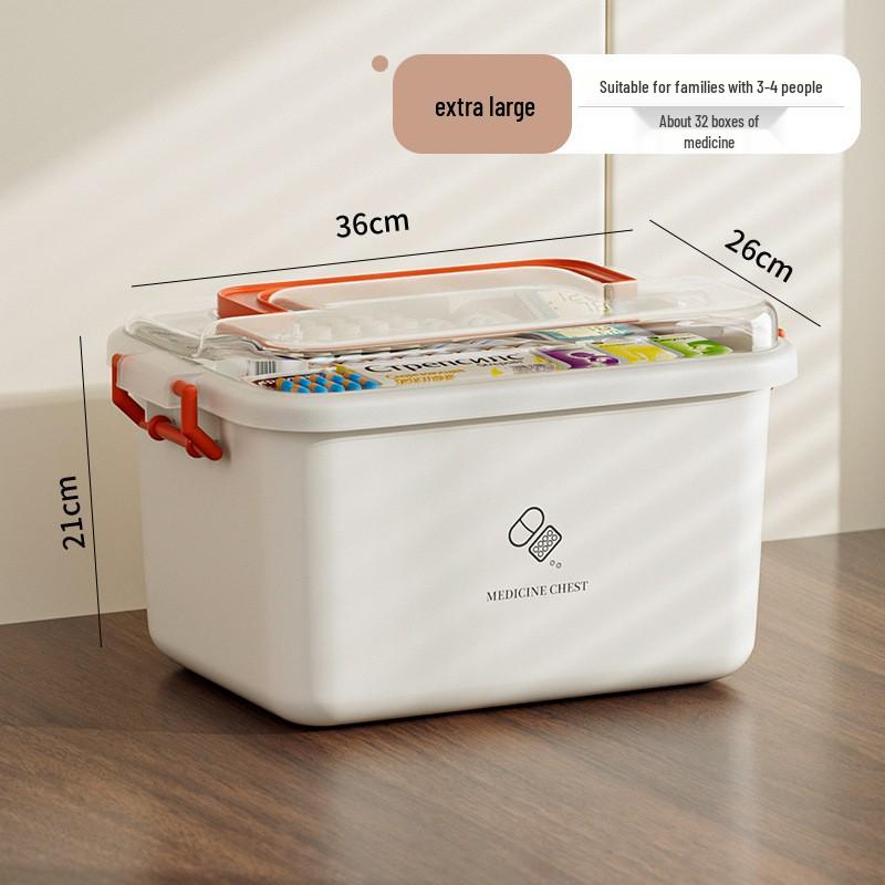 Multi-Layer Family Medicine Storage Box - Extra Large Capacity for Children's and First Aid Medicines