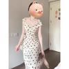 Summer White Polka Dot Dress French Temperament Hip-wrapped Long Dress Is Popular In Spring To Wear New Women's Clothing