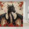Yin Yang Dragon Bathroom Decor,Pink Cherry Blossom Shower Curtain Set For Boys Girls Kids,Oriental Japanese Style Bathroom Set