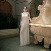 Retro Satin Wedding Dress Sleeveless Diagonal Pleated Stand-up Collar Satin Splicing Lace Pendant Long Light Wedding Dress Skirt