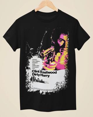 Dirty Harry - Maglietta Nera Unisex Ispirata al Poster del Film
