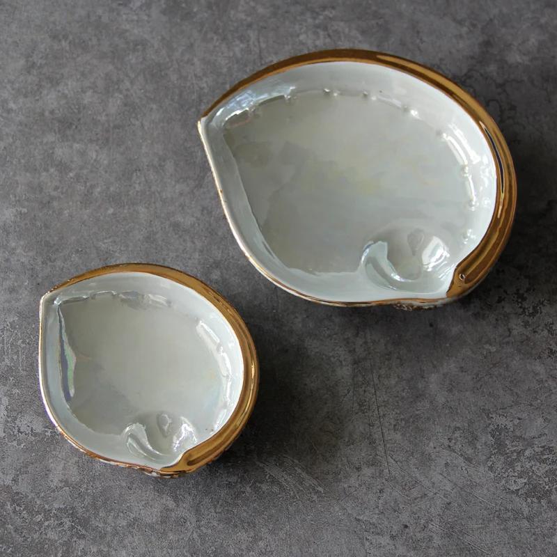 Abalone Shaped Ceramics Dining Plate Restaurant Tableware Sashimi Plate Dessert Plates Fruit Salad Bowl Dim Sum Dish Snack Tray