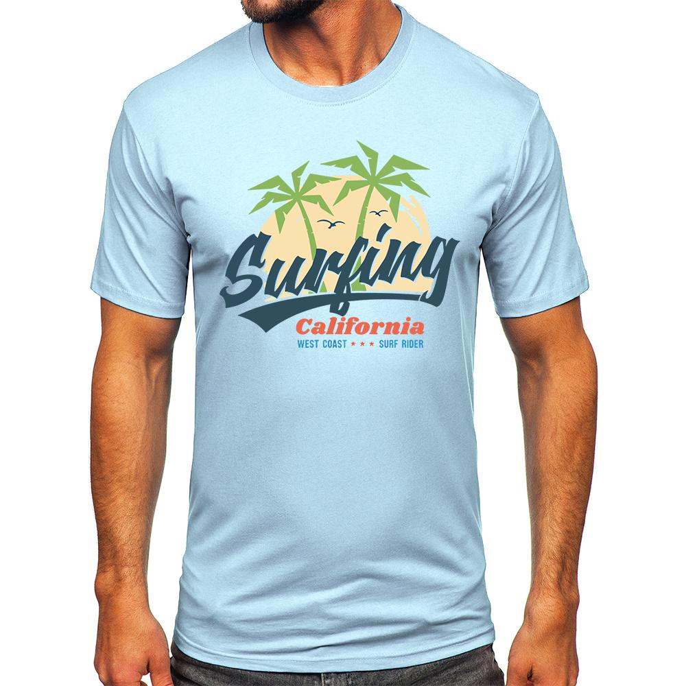 Cotton Surfing California Holiday Printed 100% Cotton Classic Vintage Y2k T-Shirt for Men Women Sportswear Tops Tees
