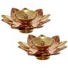 Golden Lotus Flower Shape Decorative Brass Diya for Diwali Pooja (2, Golden Lotus Flower)