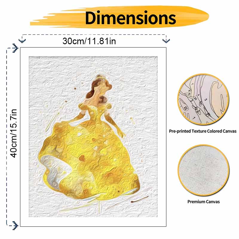 Disney Belle watercolor oil paint by numbers painting kit handmade diy home decor gifts wall art hobby crafts for bedroom living room