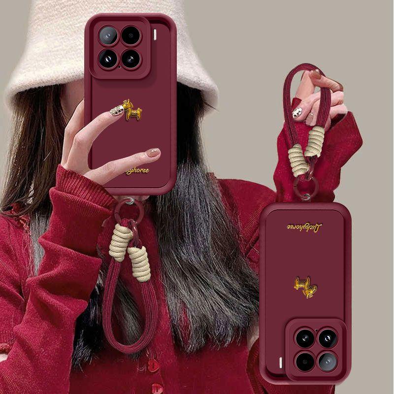 For Xiaomi 15T Pro Case Cute 3D Gold Horse With Lanyard Phone Case For Mi 15 T 15T 14T 13T Pro Matte Soft Silicone Cover