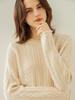 Women's Retro Cable Knit Cashmere Sweater, Round Neck with Rolled Hem, Thick Loose Fit, Cozy Inner/Base Layer.