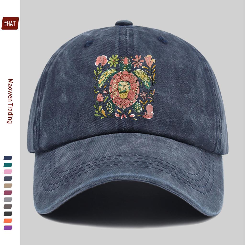 pc pcs Ethnic Sea Turtle Print Trucker Hat Adjustable Snapback Cap with Buckle Lightweight Suitable for Men Women Vintag