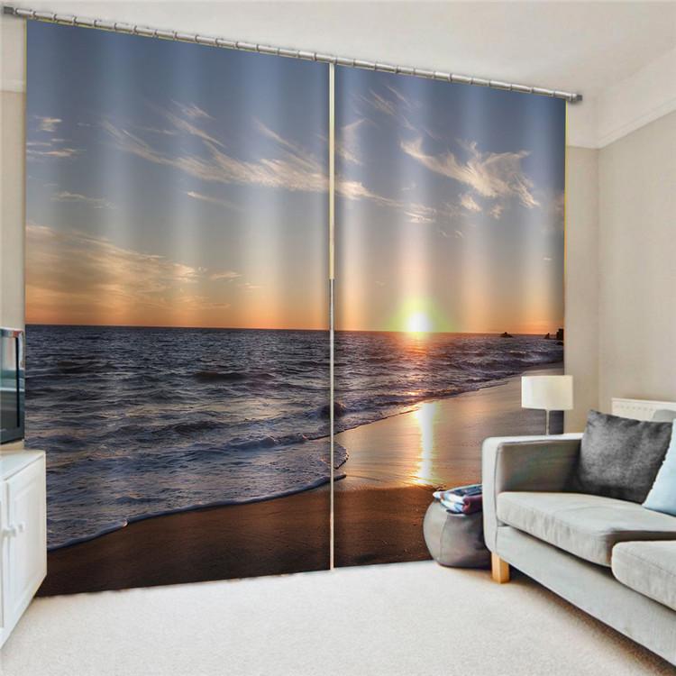 Natura Senery Tramonto Spiaggia Cielo Mare Oceano Finestra Tenda Persiane Per Soggiorno Bambini Camera Da Letto Bagno Cucina Porta Decorazione Per La Casa 2 Pezzi