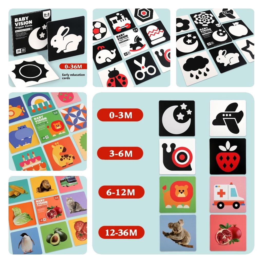 Black And White Sensory Cards For Babies 0-6 Months 30 Cards With 60 Stimulating Patterns