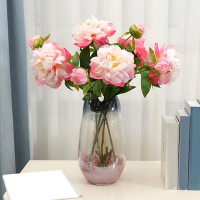 Artificial Flowers 2-Head Silk Peony Branches Adjustable Plastic Stems Realistic Veins Soft Color Gradient Long-Lasting Home Hotel Wedding Decor