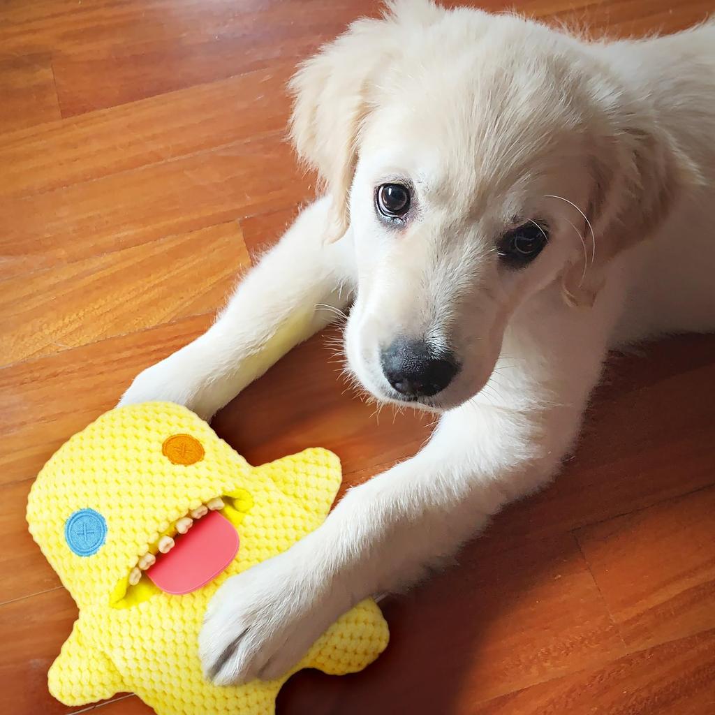 FUGGLER Ooger Booger Yellow Squeaky Dog Authentic Toy,