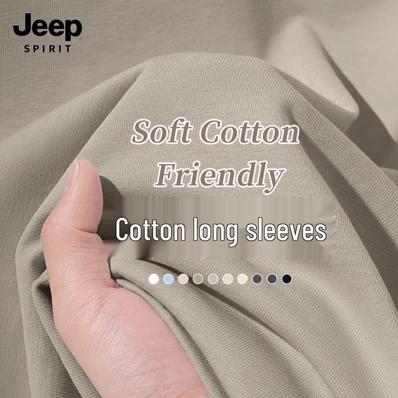 JEEP SPIRIT Men s Heavyweight Pure Cotton Long Sleeve T-Shirt M