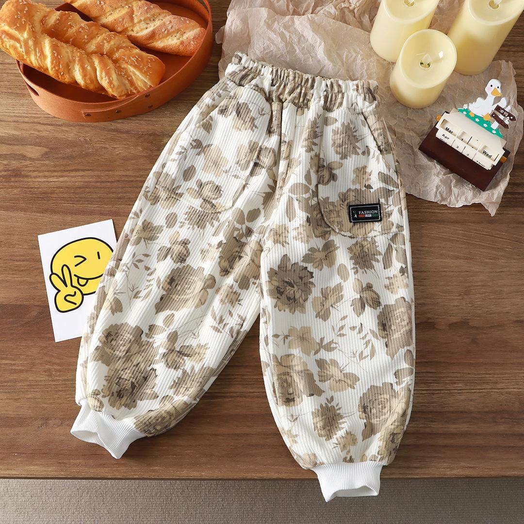 

Модные брюки-кюлоты с цветочным принтом для девочек - Повседневный стиль, хип-хоп для детей 120 cm