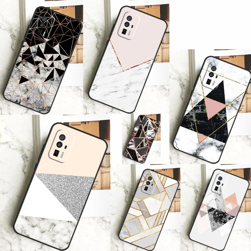 Geometric Marble Case For POCO F6 Pro X6 X5 X3 F3 F5 M6 M5s Xiaomi 13T Pro 11T 12T 12 13 Lite 14 Ultra Cover