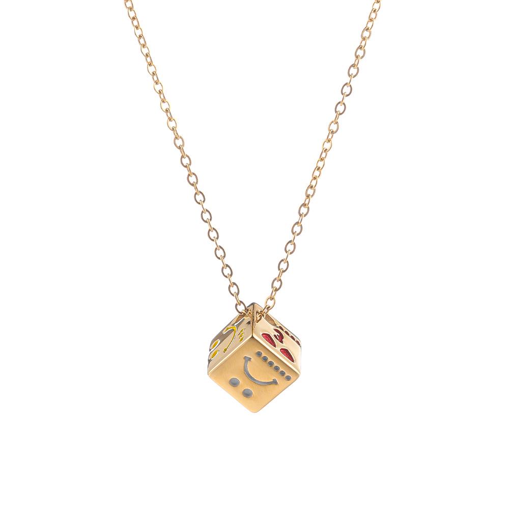 

Модное европейское и американское хип-хоп ожерелье с эмодзи кубиков для мужчин и женщин - Холодный стиль, длинная цепочка для свитера для осени и зимы