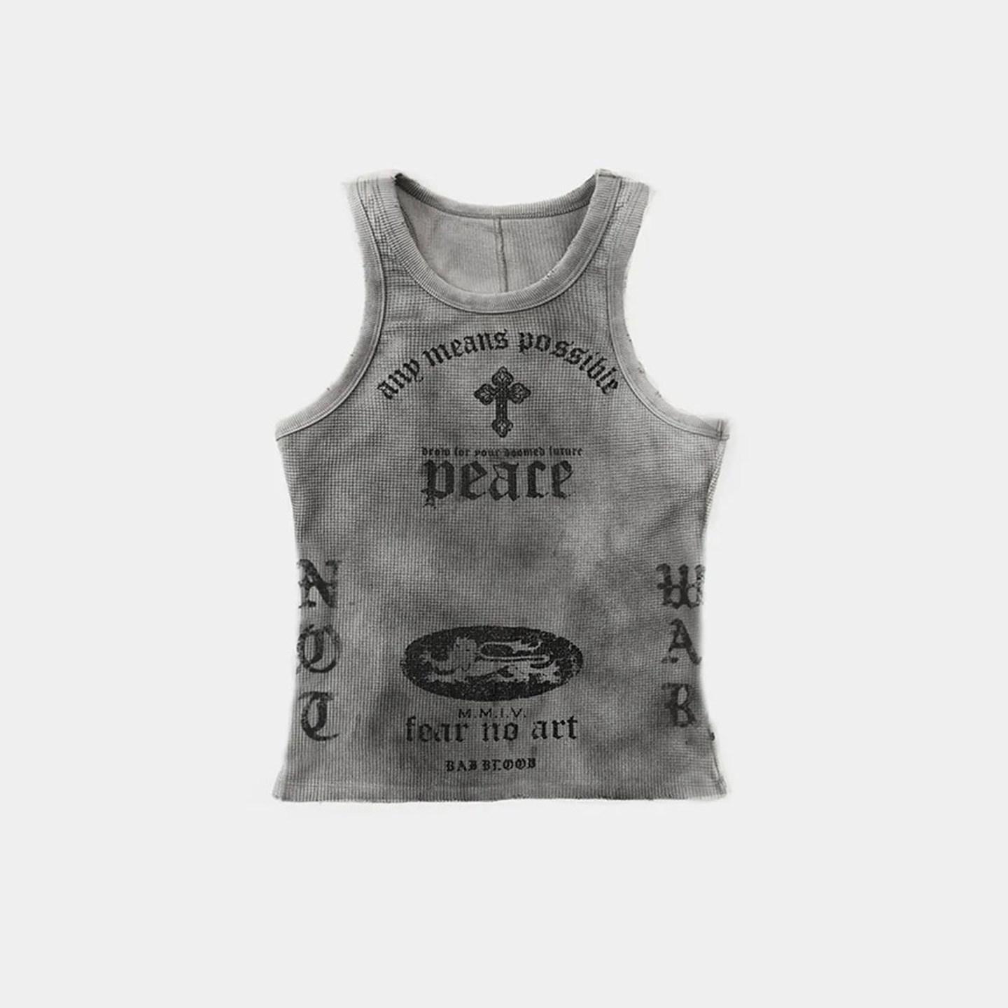 Badblood Bcac Retro American Spicy Girl Letter Print Tank Top Small