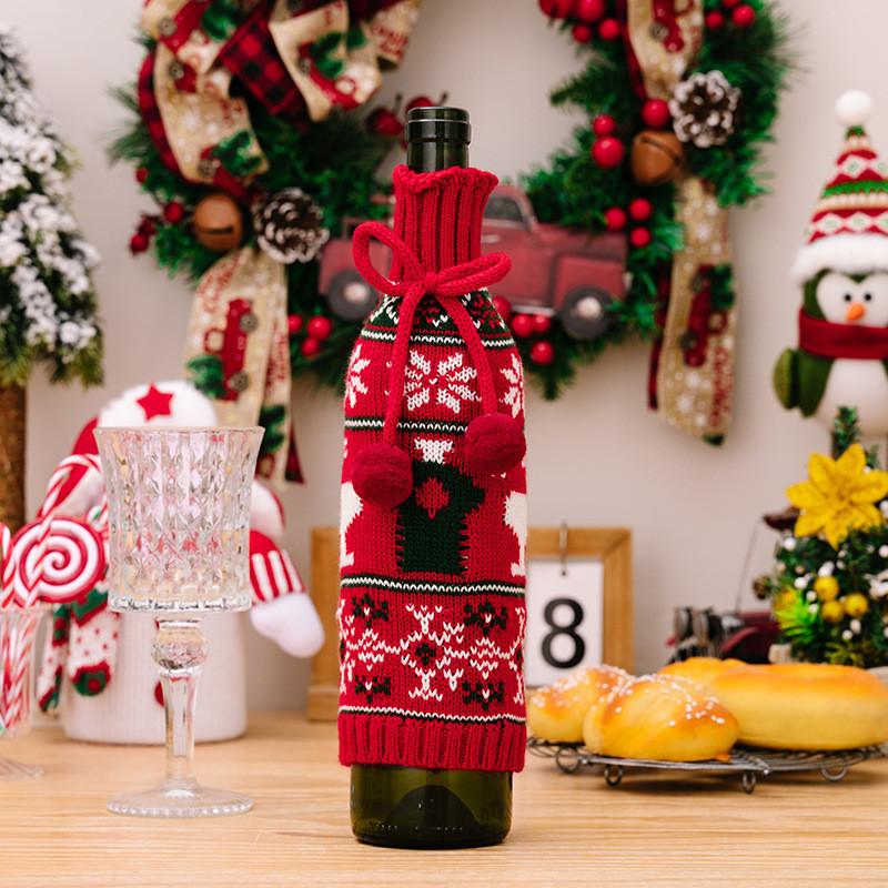 

Wine Knitted Adorable Bottle Sweater With Elegant Bow And Fun Pom Poms Perfect For Christmas Red Knitted Bow