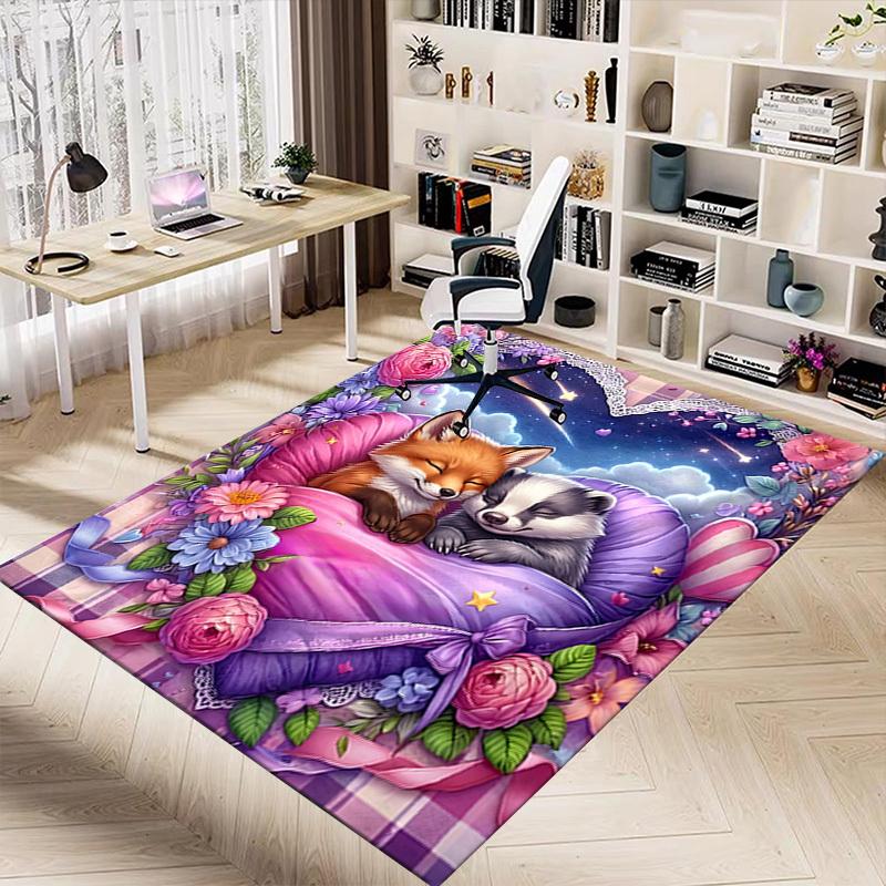 1PC Fox and Badger Non-Slip Floor carpet, Office, family, bedroom, Studio - Large Area Rug,Decorative Mat, Longlasting Material-C0488