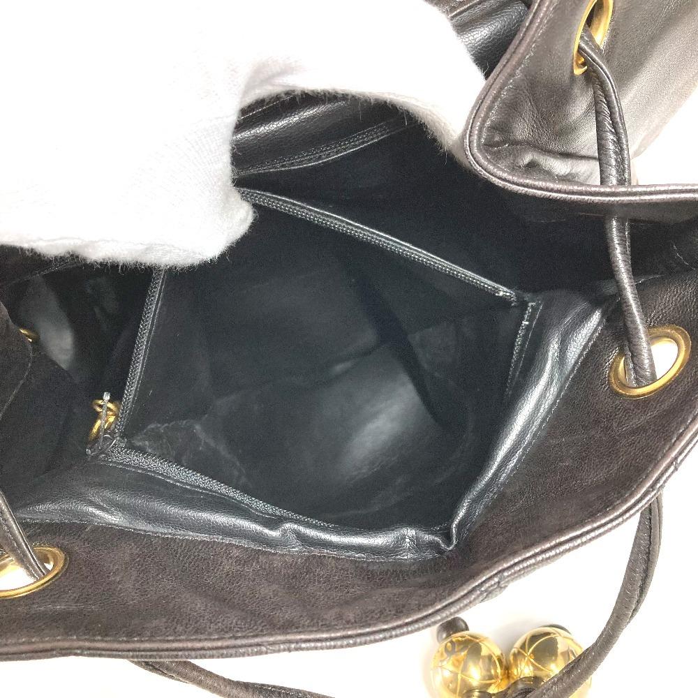 Chanel Plecak z łańcuszkiem ze sznurkiem ściągającym, pikowany matelassé, vintage, ze skóry jagnięcej, czarny