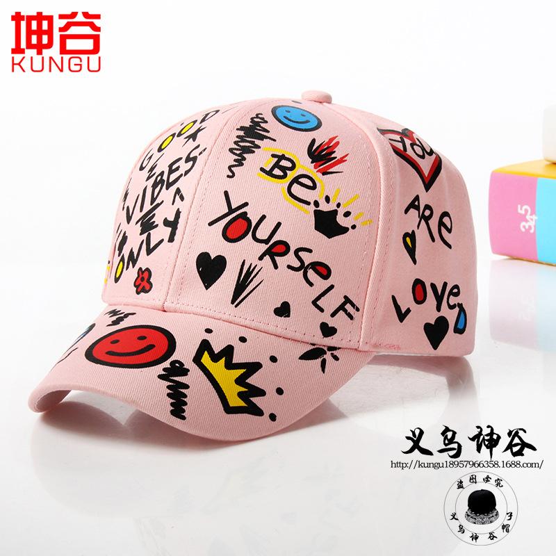 

Korean Graffiti Duckbill Baseball Cap - Trendy Sun Protection for All Ages Children красный