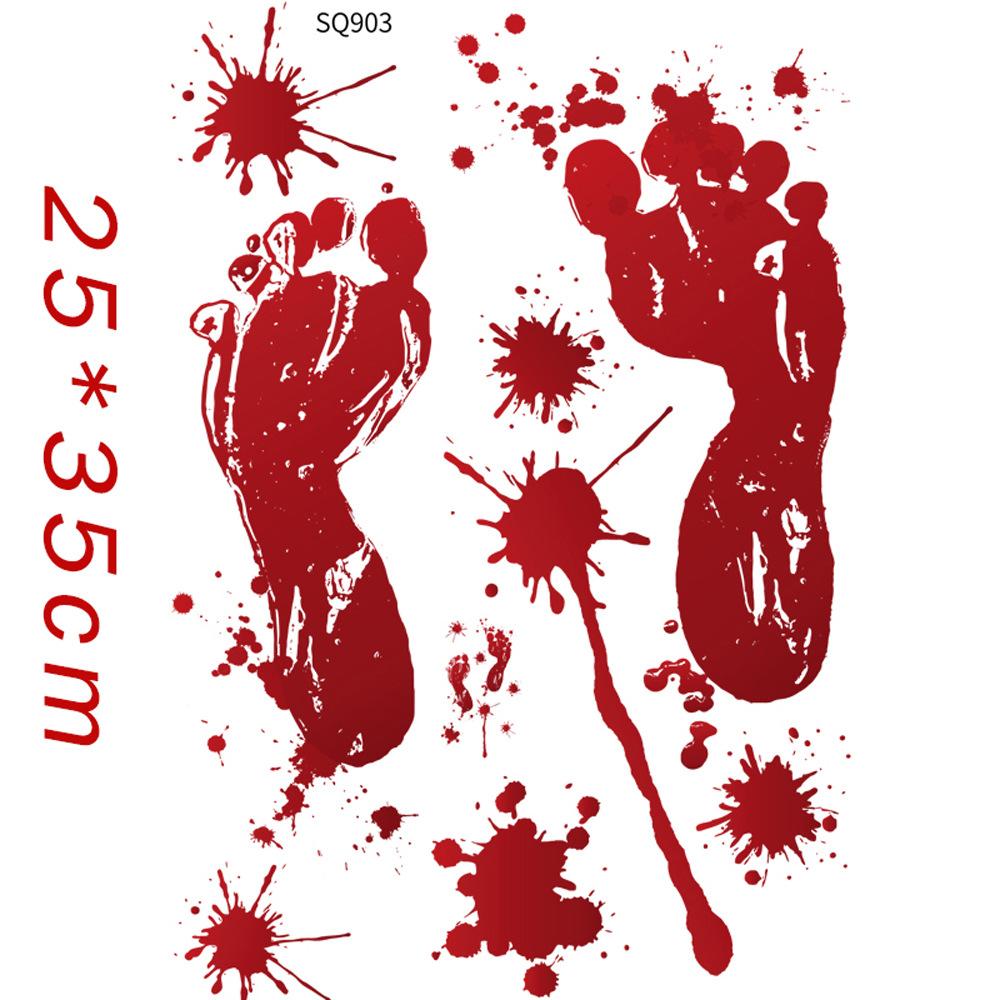 Halloween Horror Decoration Blood Handprint PVC Stickers Foot Handprint Wall Shopping Showcase Glass Window Transparent Stickers