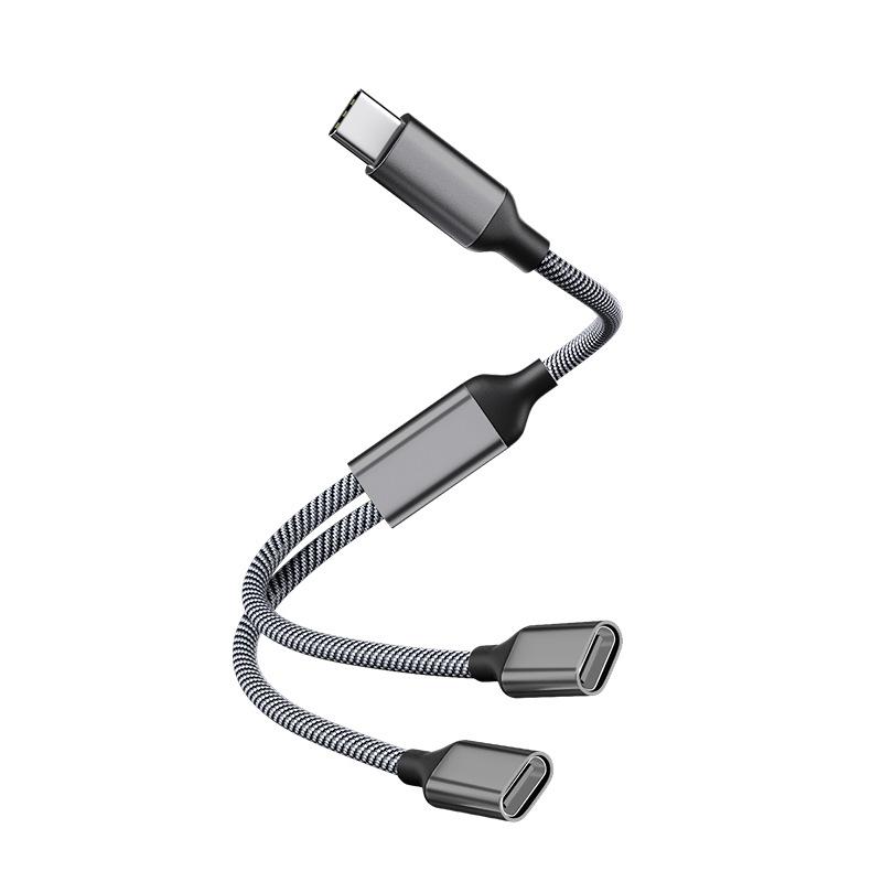 2 in 1 Type-C Splitter Cable Dual Port Extension Cord Stable Signal OTG Data Sync Reverse Charging Wire For Type-C Devices