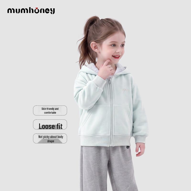Girls' Stylish Bow-Decorated Hooded Zip-Up Sweatshirt Jacket