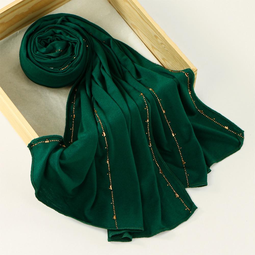 

New Breathable Rhinestone Hijab Scarf Glitter Shimmer Edge Solid Color Stretch Shawl Soft Headscarf For Women