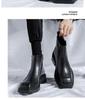2025 Autumn Men's Mid-Heel Square Toe Martin Boots with Side Zipper