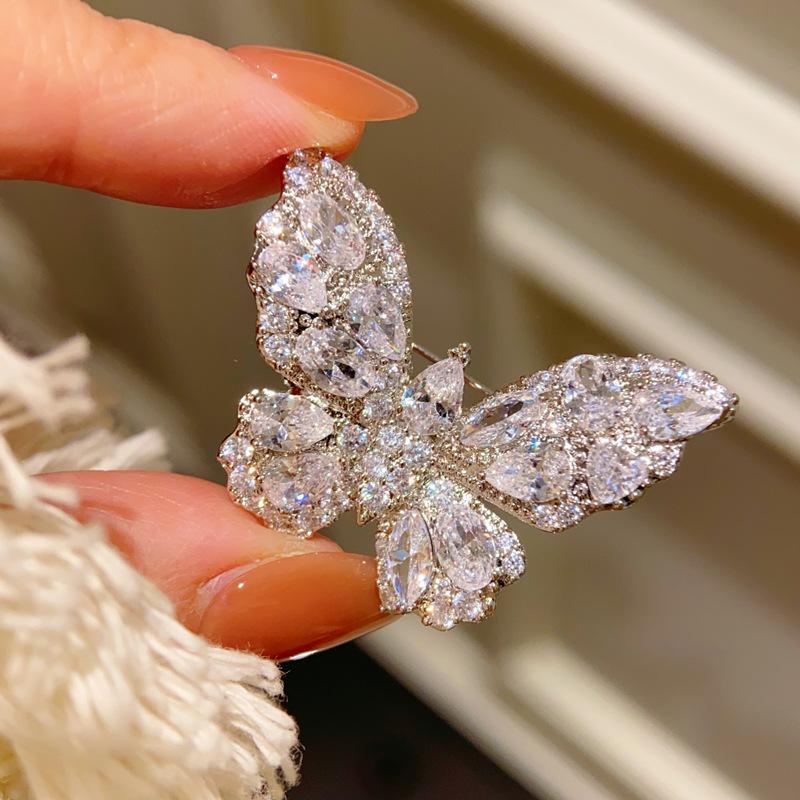 Super Sparkling Zircon 3D Butterfly Brooch, Exquisite Small Brooch, Elegant and Versatile Brooch